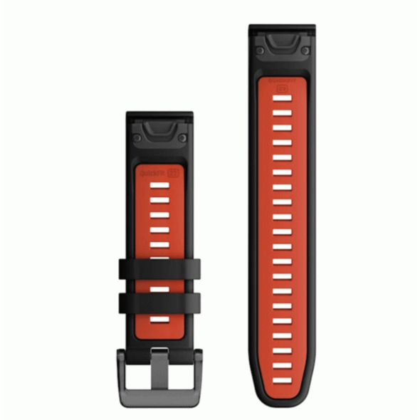Garmin QuickFit 22mm Watch Bands Black/Flame Red Silicone | 010-13280-06