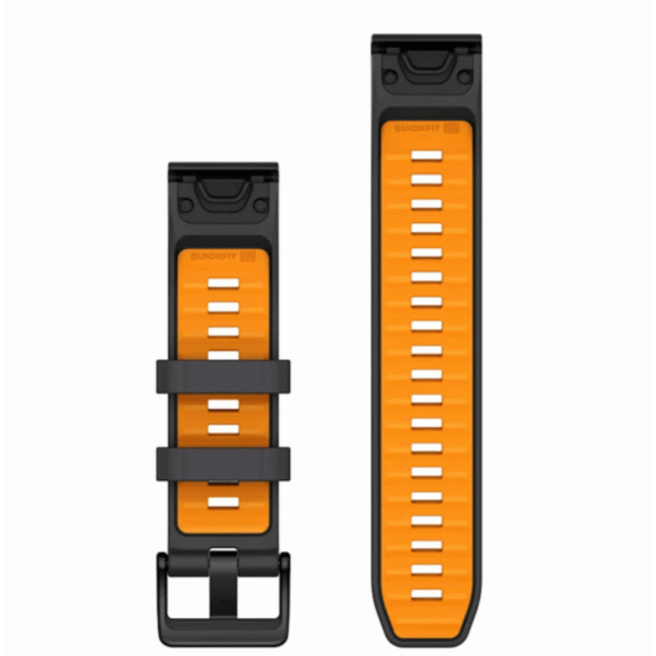 Garmin QuickFit 26 Watch Bands Graphite/Spark Orange Silicone | 010-13393-05