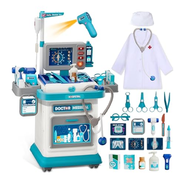 Kids Doctor Medical Playset with Trolley & Accessories – Blue | 008-205