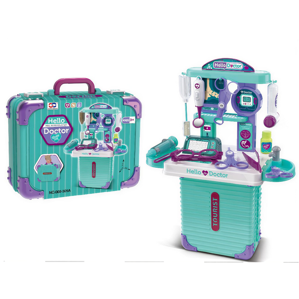 Kids Doctor Playset with Suitcase Trolley – Green & Purple | 008-305