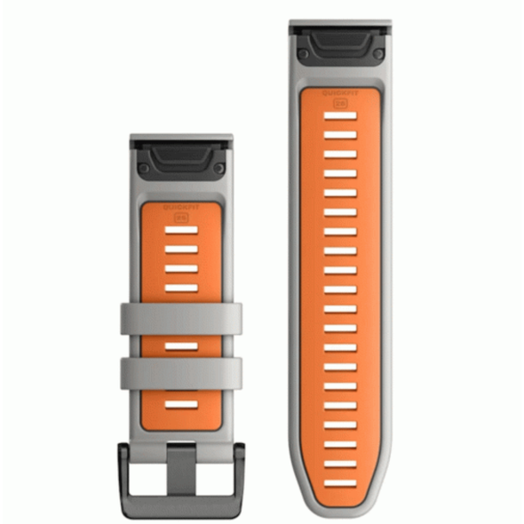Garmin QuickFit 26 Watch Bands Fog Gray/Ember Orange Silicone | 010-13281-02
