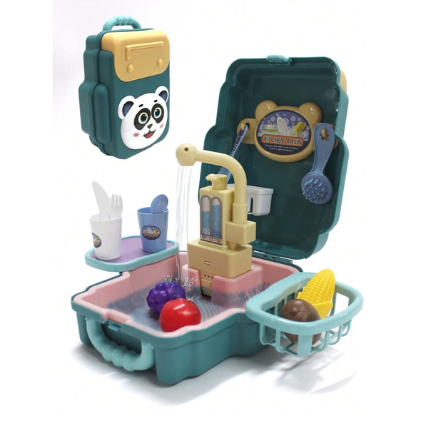 Kids 3-in-1 Kitchen Sink Playset Backpack – Panda Design | 688-106A