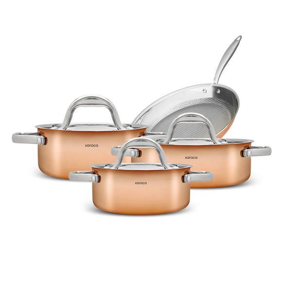 Karaca 3-Ply Powersteel 316+ Steel Copper 7-Piece Cookware Set | 153.03.08.0575