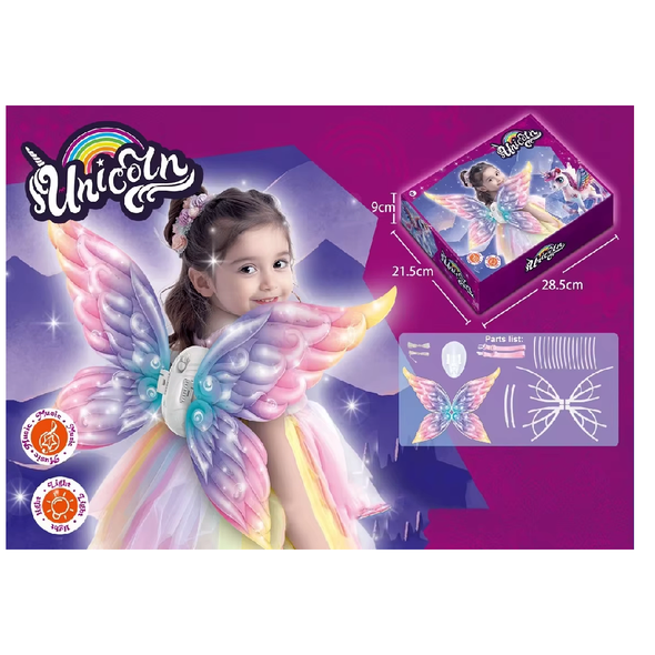Kids Unicorn Electric Light-Up Wings Costume Set – Multicolor | 813-69