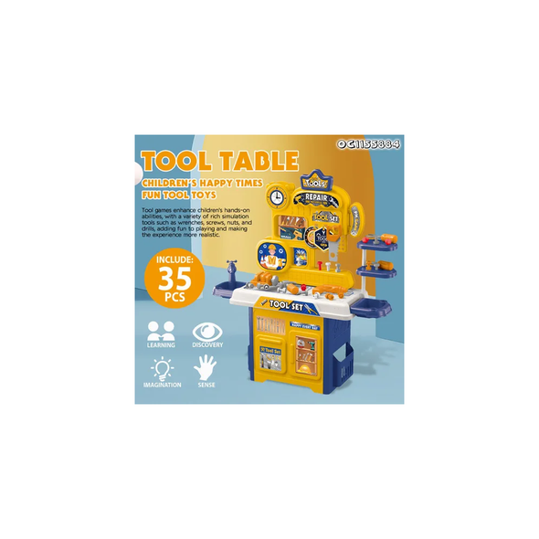 Tools Table Kids Workbench Play Set – Yellow & Blue | 922-215