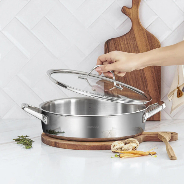 Karaca 3-Ply Powersteel 316+ Steel Induction Based Rice / Karniyarik Pot - 26 cm, 4 L | 153.03.08.0553