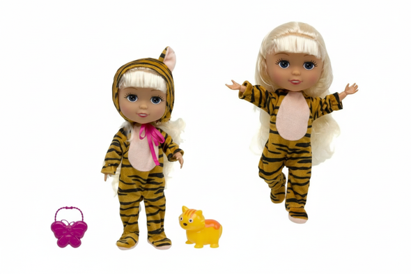 Animal Costume Baby Doll with Accessories - Tiger Outfit | BLD118-1/2