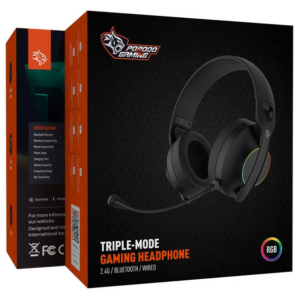 Porodo Gaming Triple-Mode Gaming Headphone - Black | PDX421-BK