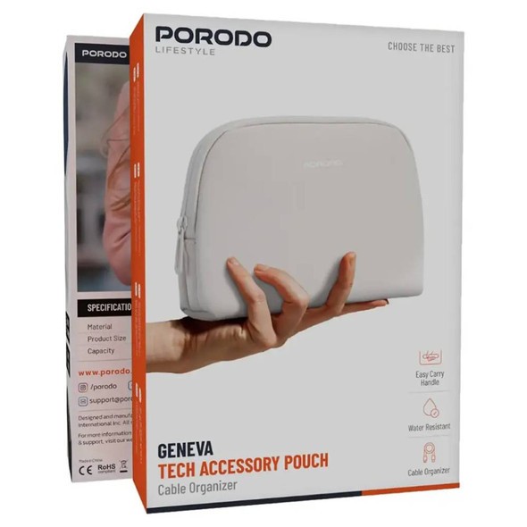 Porodo Lifestyle Geneva Tech Accessory Pouch - Beige | PDLFSTPBG