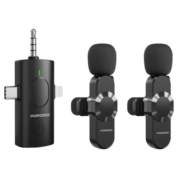 Porodo Audix Elite 3 In 1 Lavalier Microphone - Black | PDLAMPHF13BK