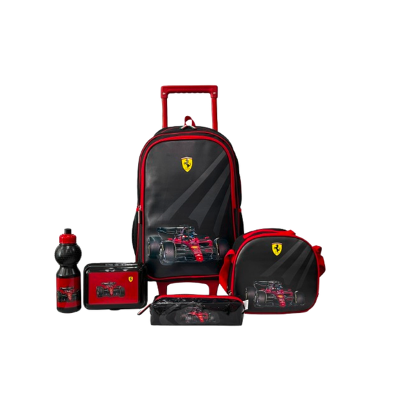 Kids Trolley School Backpack Set – Ferrari Racing Car Design (5-Piece Set) | 500027