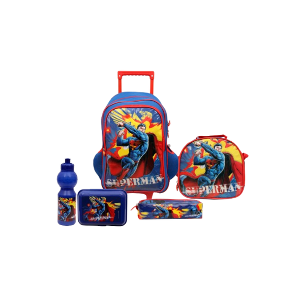 Kids Trolley School Backpack Set – Superman Action Design (5-Piece Set) | 500035