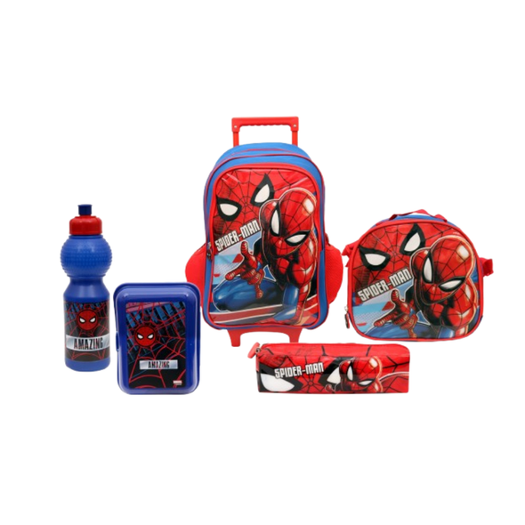 Kids Trolley School Backpack Set – Spider-Man Amazing Design (5-Piece Set) | 500051