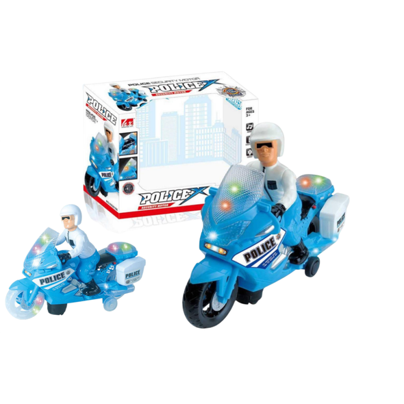 Police Motorcycle Toy with Lights & Music – Blue | HX28108