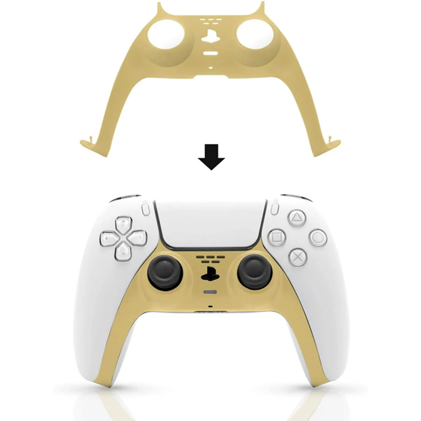 Decoration Shell Cover with Two Analog Grips For PS5 DualSense Controller - gold