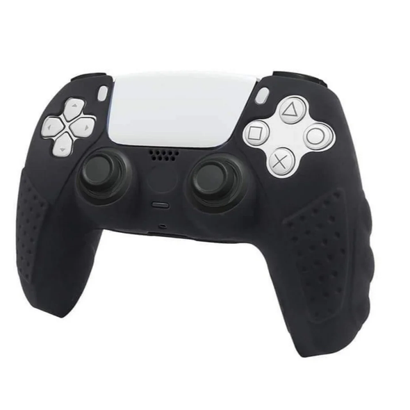 Silicone Anti-Slip Cover with two Thumb Grips For playStation 5 Controller - black