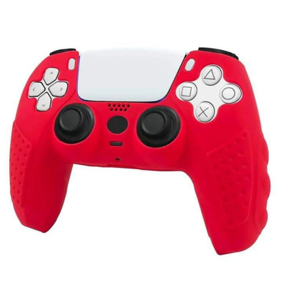 Silicone Anti-Slip Cover with two Thumb Grips For playStation 5 Controller - red