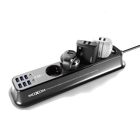 Moxom Safety Power Strip with 4 Sockets & 8 USB Ports (6× USB-A, 2× USB-C) | MX-ST05
