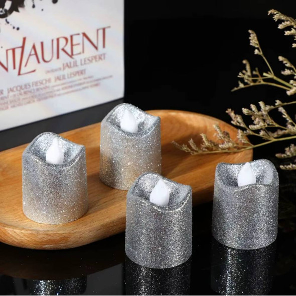 Silver Glitter LED Candle Set | 7125-13/S