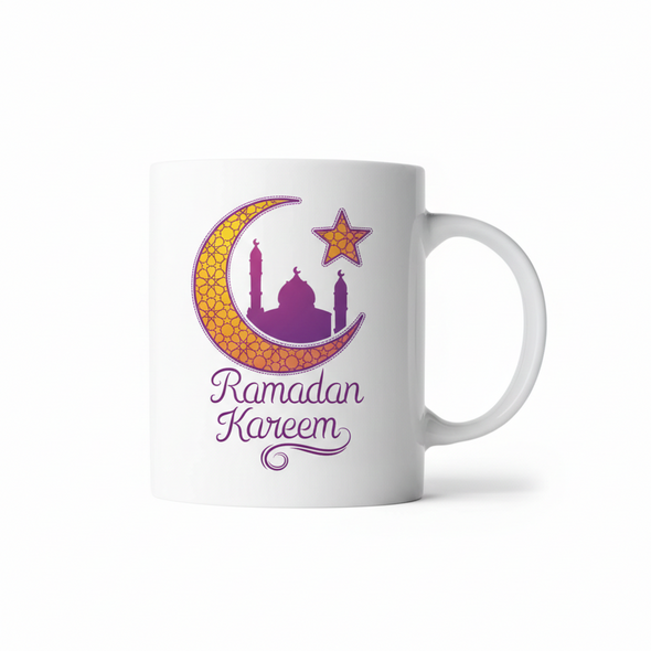 Ramadan Kareem Ceramic Mug – Purple Crescent & Mosque Design | 7161-32