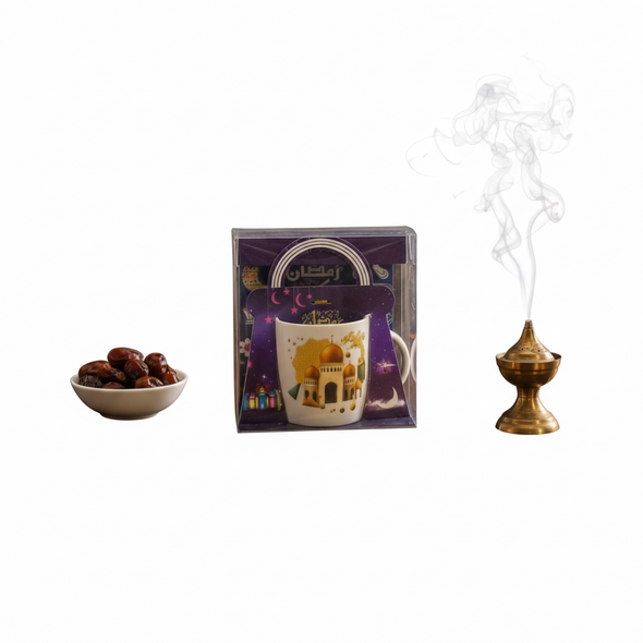 Ramadan Kareem Ceramic Mug – Golden Mosque Night Design (Gift Box) | 7161-9