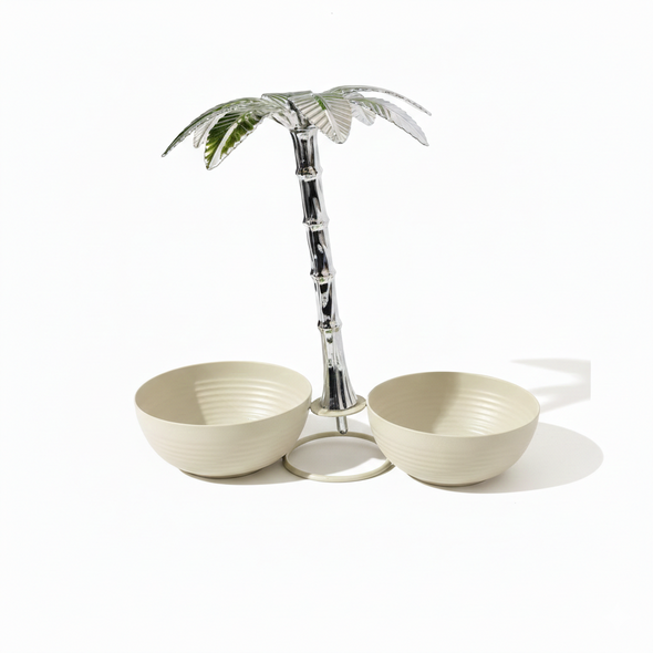 Ramadan Palm Tree Style Double Bowl Serving Stand | 7138-29