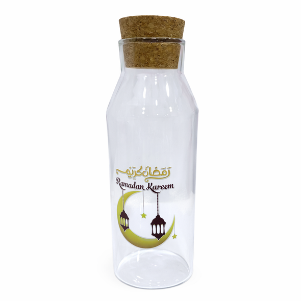 Ramadan Kareem Glass Bottle with Cork Lid | 7047-24