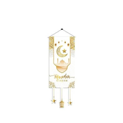 Ramadan Kareem Door Hanging Banner with Crescent Moon and Lanterns | 7138-51