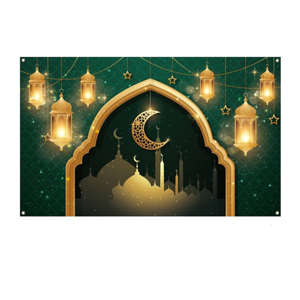 Ramadan Green Mosque Lantern Backdrop Wall Decoration | 7102-26