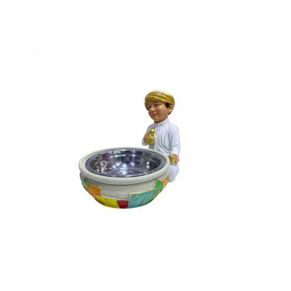 Ramadan Boy Figurine with Stainless Steel Bowl – Dates Holder | 2002-10