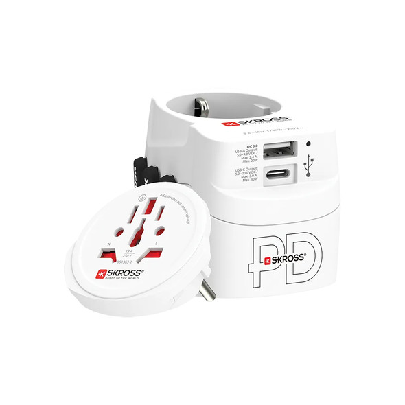 SKROSS Pro Light USB AC30PD World Travel Adapter – Fast Charging (Rigid Box) | 1.302473