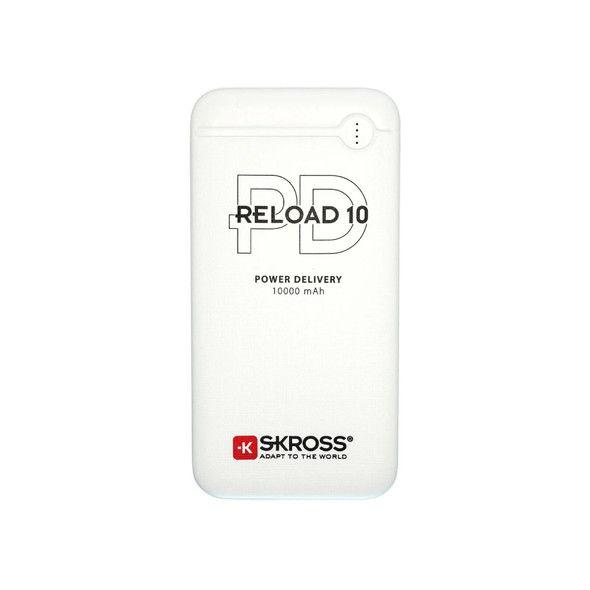 SKROSS Reload 10HGF-PD 10000mAh Power Bank – USB-C PD Fast Charging (White) | 1400137