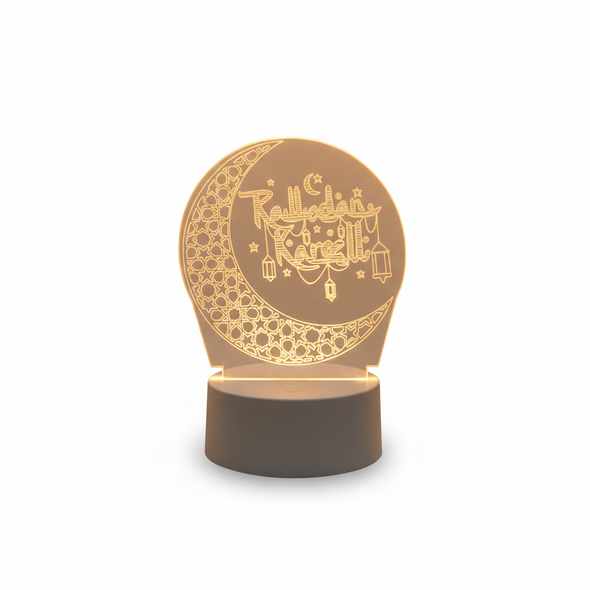 Ramadan Resin LED Acrylic Lamp with Crescent and Prayer Design | 7076-3