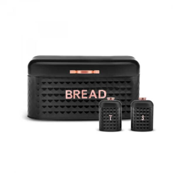 Karaca Diamond Black Bread Box Storage Container Gift Set | 153.09.01.4168