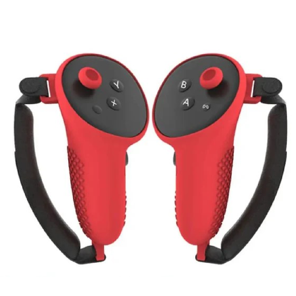 VR Controller Protective Silicone Cover with Analog Grips For Meta Quest 3 & Meta Quest 3s Controllers - Red