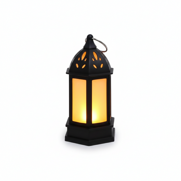 Ramadan Classic LED Lantern with Warm Candle Light – Black | 7082-3B