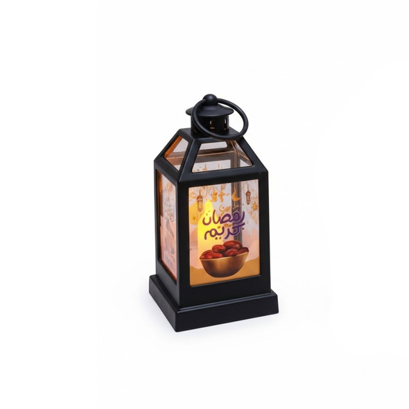 Ramadan Decorative LED Lantern with Arabic Coffee Cup Artwork – Black | 7082-18B