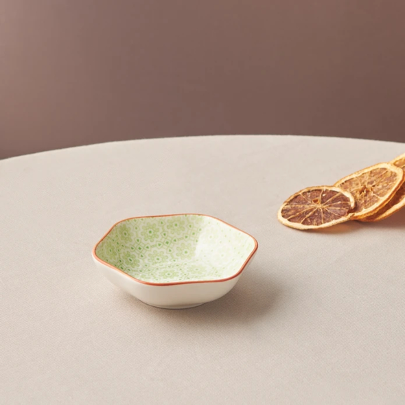 Karaca Floral Green 10cm Triangle Snack Bowl | 153.03.08.2991