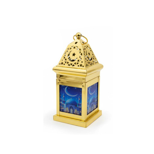 Ramadan Decorative Metal LED Lantern with Arabic Calligraphy | 7138-67