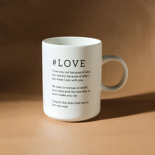 Karaca Tomris 370ML White Love Mug | 153.09.01.5388
