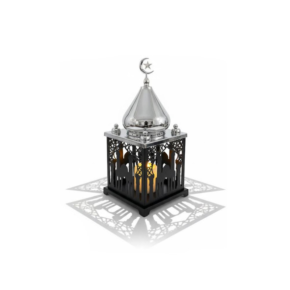 Ramadan Hanging Crescent Moon LED Stand with Lantern – Gold | 7138-17