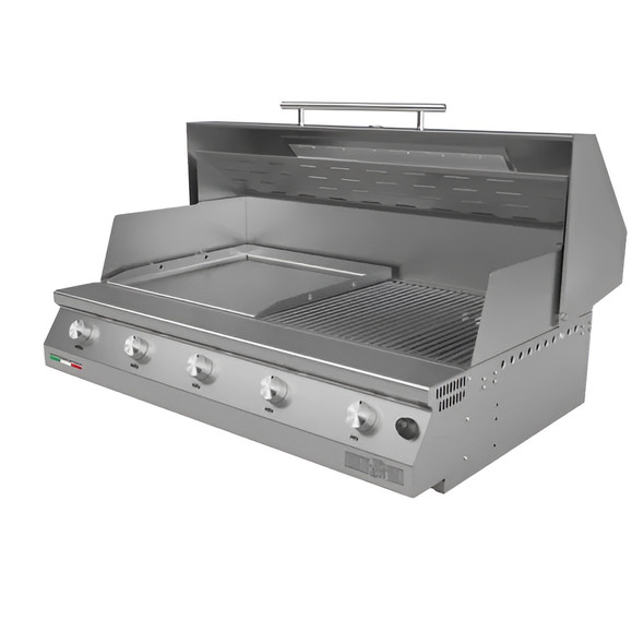 Pianeta Grill Stainless Steel Outdoor Charcoal BBQ with Lid – Countertop Grill for Charcoal & Wood, Fry Top 1000 | 1148-T