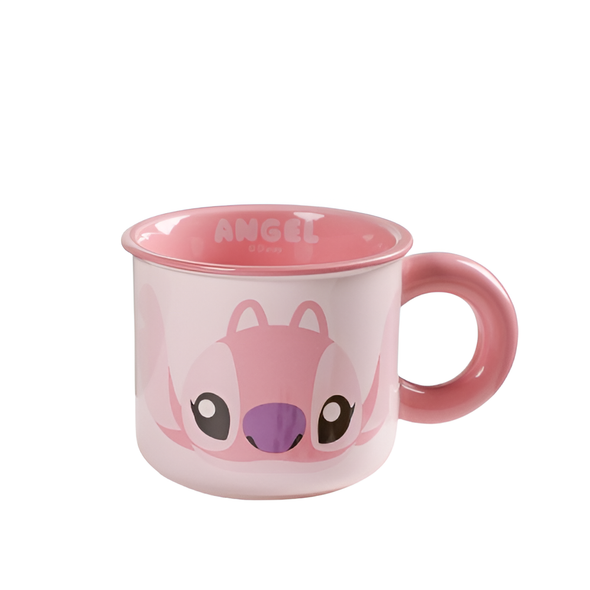 Cartoon Angel Face Ceramic Mug Cute Kids Tea & Coffee Cup – Pink | ALJY23-108A