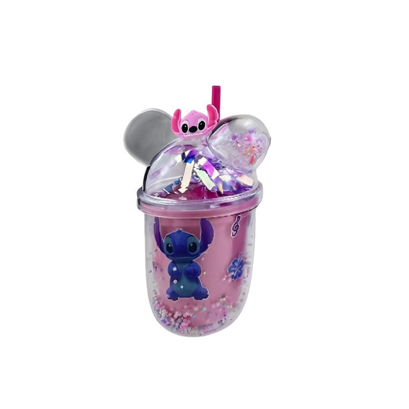 Kids Cartoon Stitch Plastic Tumbler with Dome Lid & Straw – Blue Beads Cup | AL6620-9D