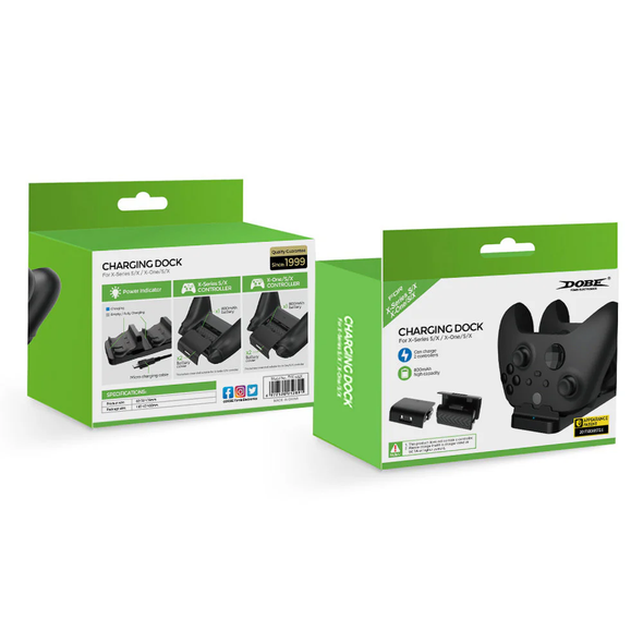 Dobe Dual Charging Station with Two Rechargable Batteries for Xbox Series X|S and Xbox One Controllers