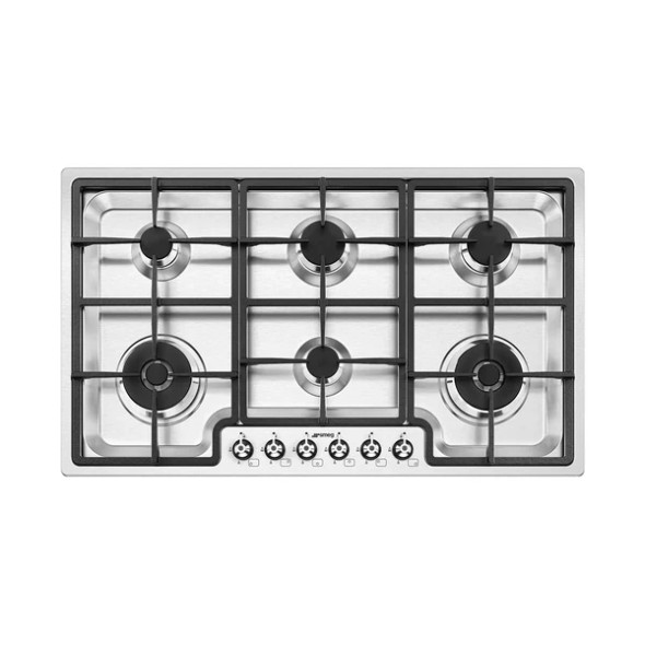 SMEG Gas Hob 90cm 6 Burners Safety Stainless Steel | PGF962