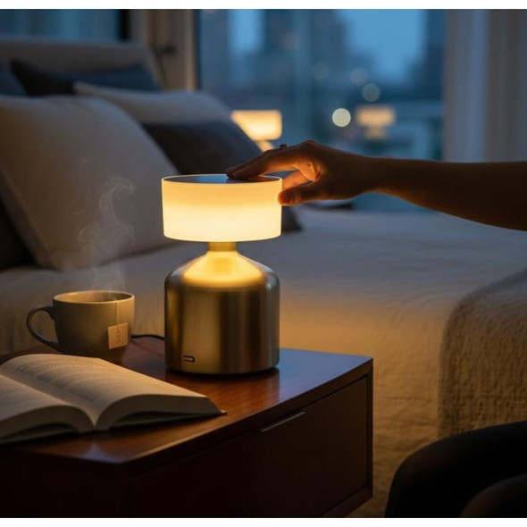 Versatile Gold Cordless Table Lamp - 13 cm, Touch Control, 3 Light Levels | SK1951412