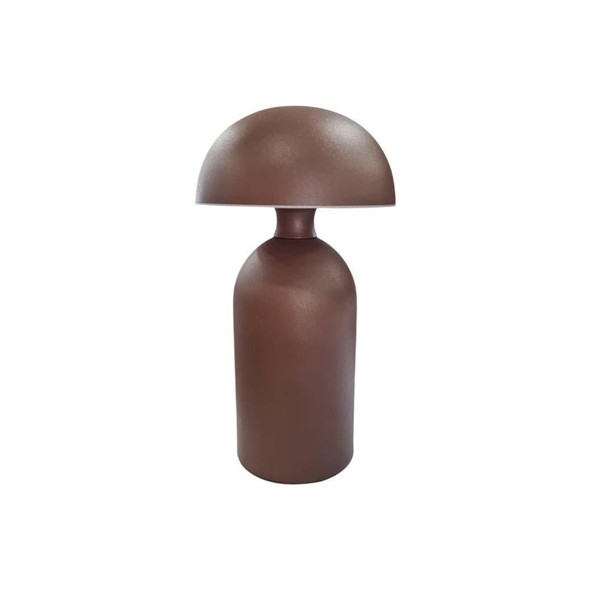 Brown Modern Rechargeable Mushroom Table Lamp 23 cm - Metal Finish | sk195144