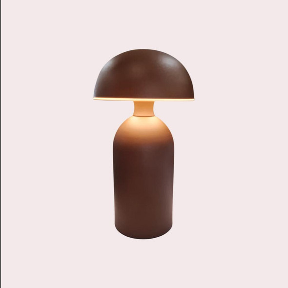Brown Modern Rechargeable Mushroom Table Lamp 23 cm - Metal Finish | sk195144