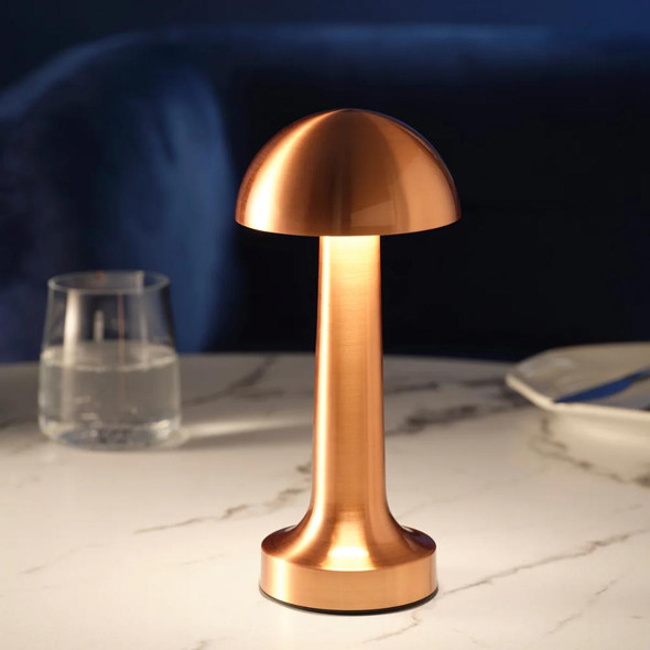Rose Gold Mushroom LED Table Lamp - 23 cm, Touch Dimming, 3 Light Modes | SK1951419